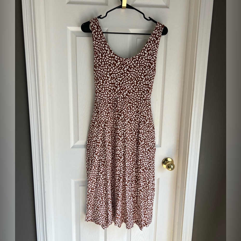 Brown & White print dress
